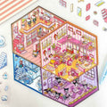 Cute Sanrio – 3D Isometric Room Stickers Scene 4 Themes: Hello Kitty Convenience Store | Kuromi Café | My Melody Pink Cottage | Frozen Princess Cottage