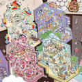 3-Story Grand Buildings 5.0 – Animal Business Simulation Stickers Scene – 4 Themes: Bear Coffee | Panda Preschool | Capybara Game | Bunny Castle