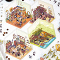 Cute Black Cat's Home – 3D Sticker Scenes - 4 Theme Sets: Bedroom | Kitchen | Study Room | Garden