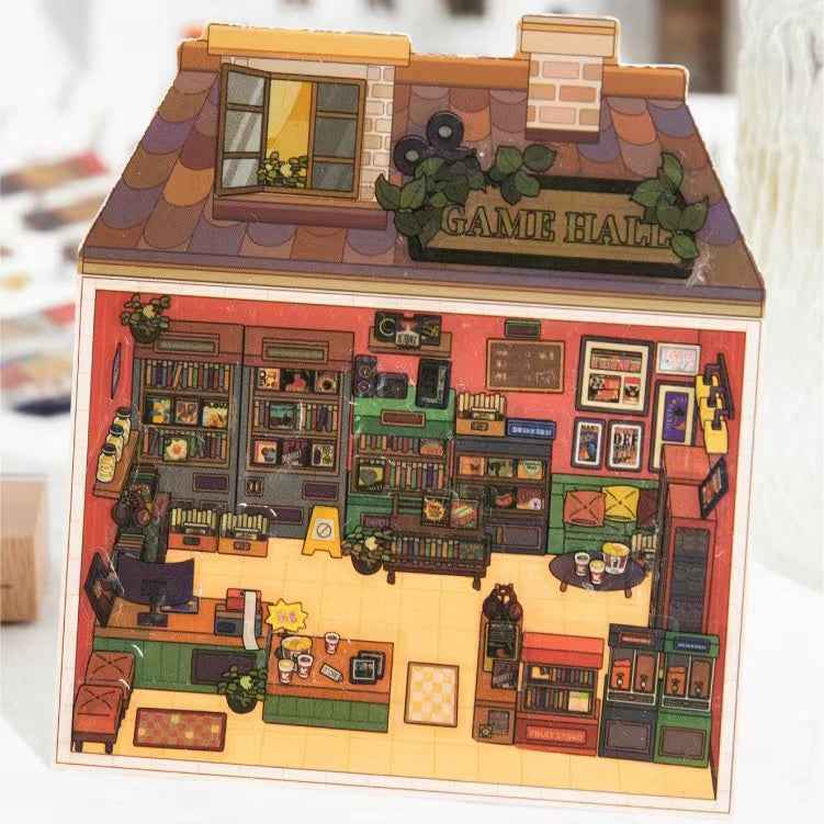 Retro Arcade – 3D Sticker Scenes - 2 Theme Sets: Game Hall | Bookstore