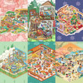 Childhood Dream World – 3D Sticker Scenes - 6 Theme Sets: Tree House | Treehouse Store | Christmas House | Milk Factory | Temple Fair | Autumn Outing