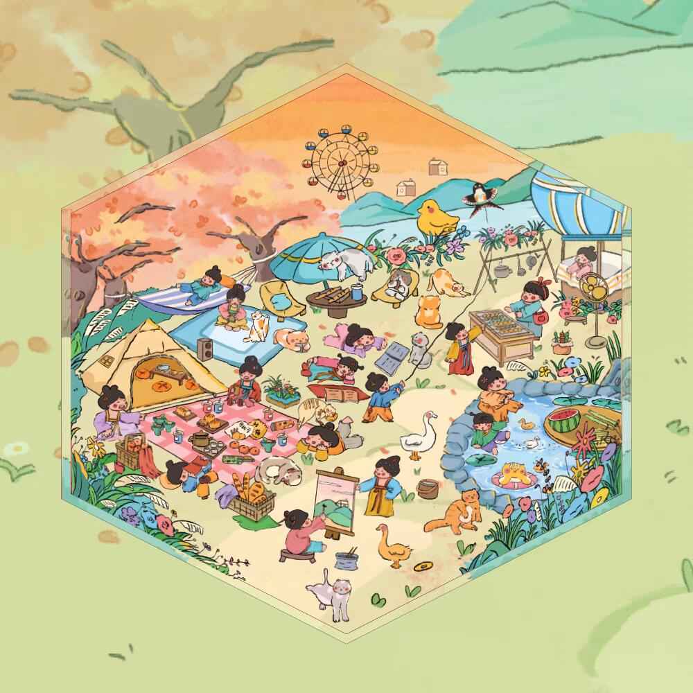 Childhood Dream World – 3D Sticker Scenes - 6 Theme Sets: Tree House | Treehouse Store | Christmas House | Milk Factory | Temple Fair | Autumn Outing