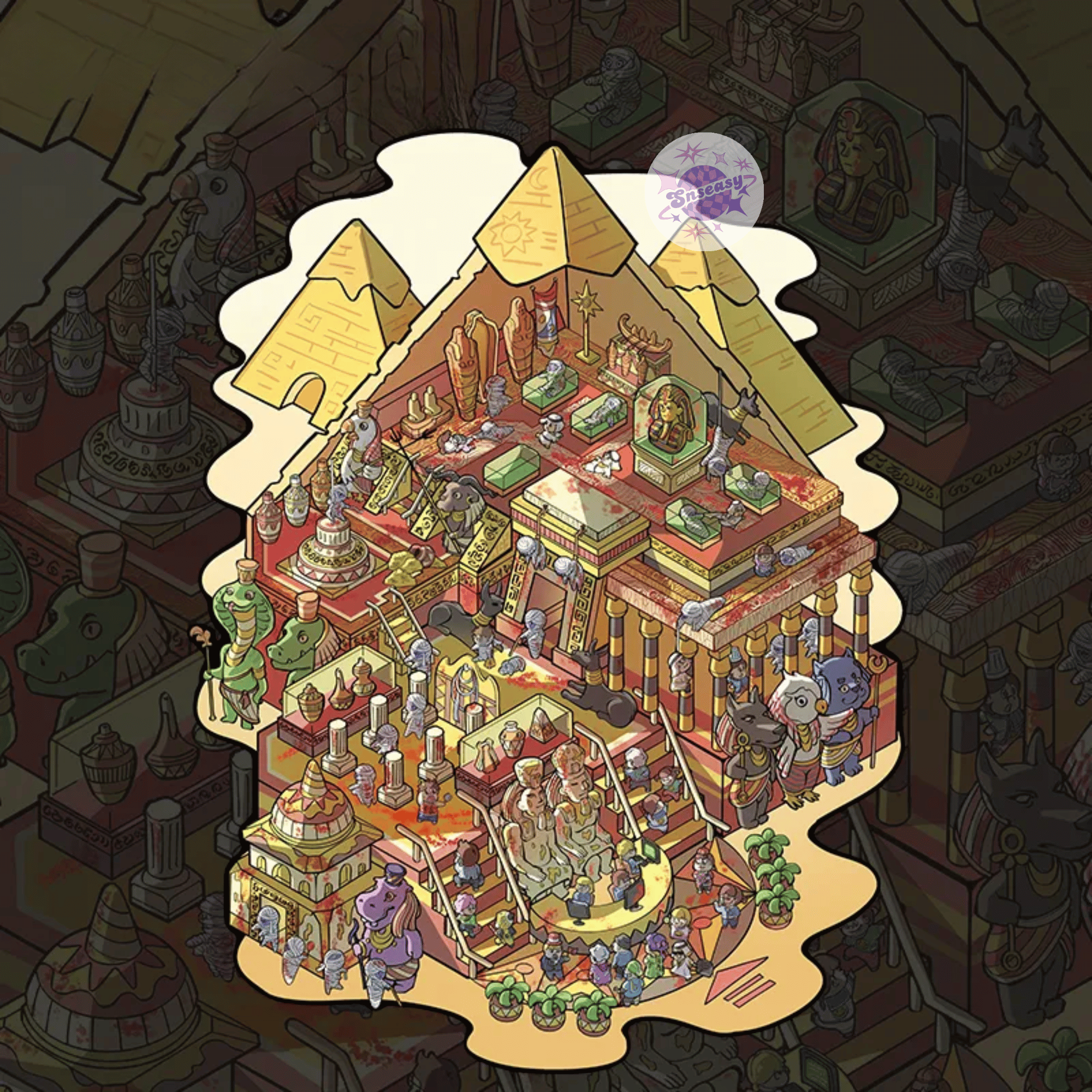 Horror Adventure – 3D Miniature Scene Stickers (Plus Size) – 4 Theme Sets: Bio Lab | Cursed Pyramid | Haunted Aquarium | Ghost Castle