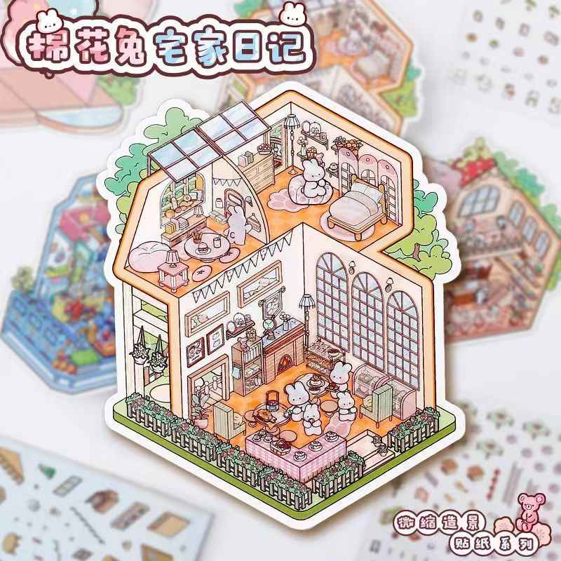 Dream Game Life Simulation – 3D Sticker Scenes - 8 Theme Sets: 3-Story Amusement Park | Baking Story | Bunny Home | Space Station | Panda Dumpling Shop | Mecha Warrior Arcade | Goose Dessert Shop | Hamster Villa