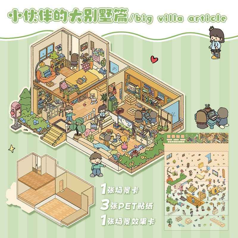 The Best Friends Party – 3D Sticker Scenes - 4 Theme Sets: Sisters Party | Study Party | Birthday Party | Villa Party