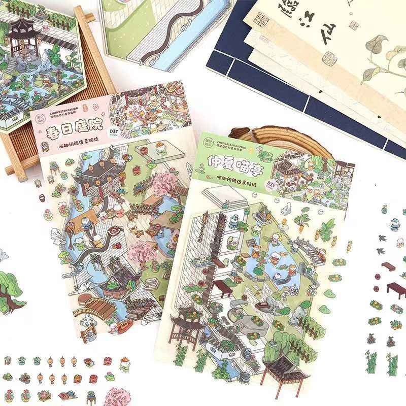 Cute Cat 4.0 – Garden of the Four Seasons 3D Sticker Scenes - 4 Theme Sets: Spring Garden | Summer Garden | Autumn Garden | Winter Garden