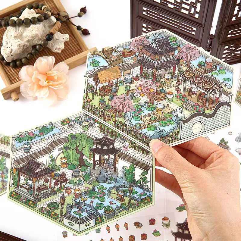 Cute Cat 4.0 – Garden of the Four Seasons 3D Sticker Scenes - 4 Theme Sets: Spring Garden | Summer Garden | Autumn Garden | Winter Garden