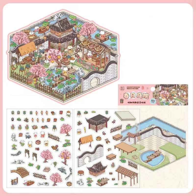 Cute Cat 4.0 – Garden of the Four Seasons 3D Sticker Scenes - 4 Theme Sets: Spring Garden | Summer Garden | Autumn Garden | Winter Garden