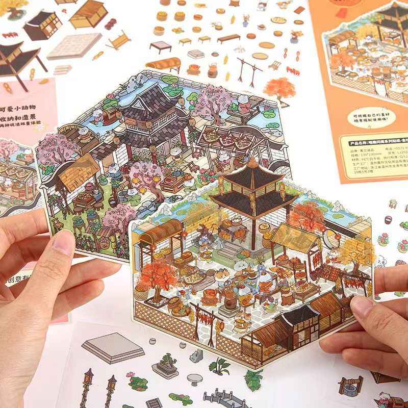 Cute Cat 4.0 – Garden of the Four Seasons 3D Sticker Scenes - 4 Theme Sets: Spring Garden | Summer Garden | Autumn Garden | Winter Garden
