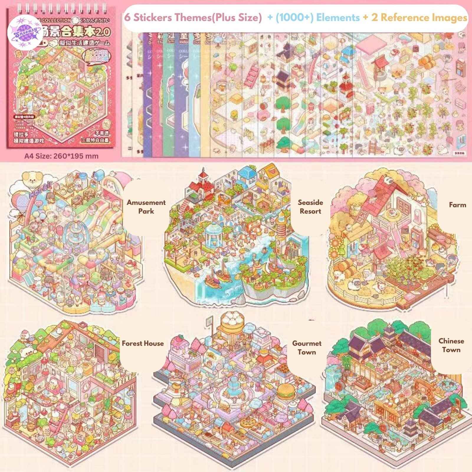 Miniature 3D Scene Stickers Scrapbook with 20 Pcs Unique Themes, Best Gifts, 1.0 | 2.0 | 3.0 | 4.0 | 5.0 | 6.0