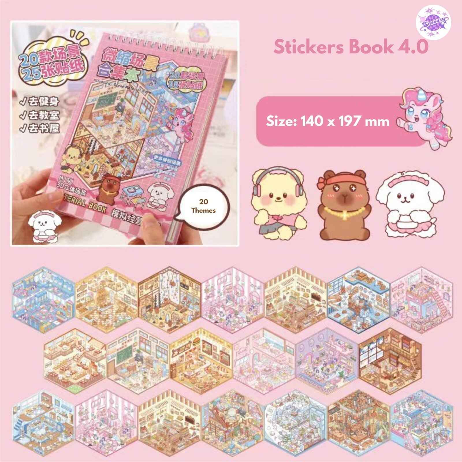 Miniature 3D Scene Stickers Scrapbook with 20 Pcs Unique Themes, Best Gifts, 1.0 | 2.0 | 3.0 | 4.0 | 5.0 | 6.0
