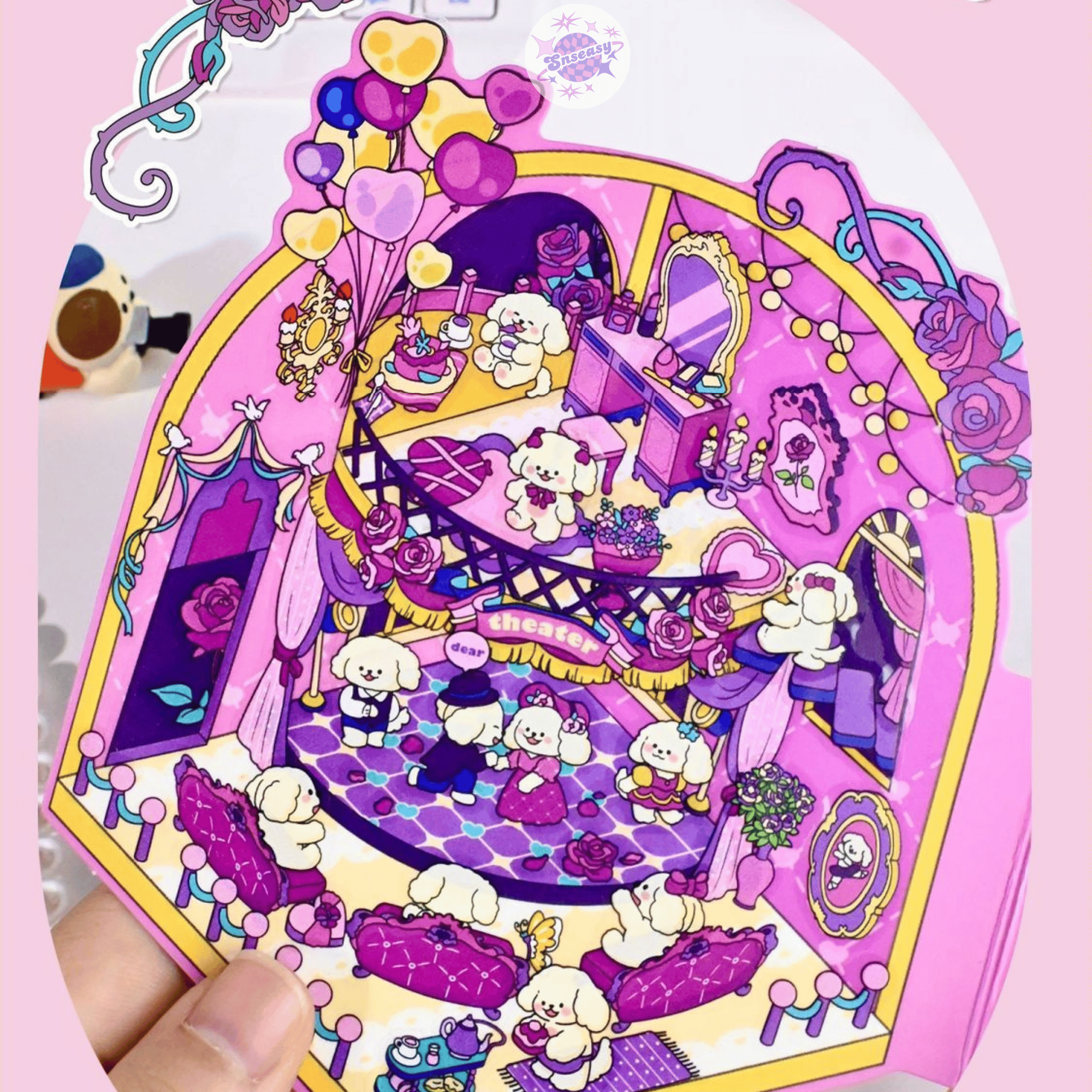 Cute Animals Visit the Museum – 3D Miniature Scene Stickers (Flip-Open Plus Size) – 4 Theme Sets: Dog Opera House | Cat Aquarium | Cat Art Museum | Sheep Sanxingdui Museum