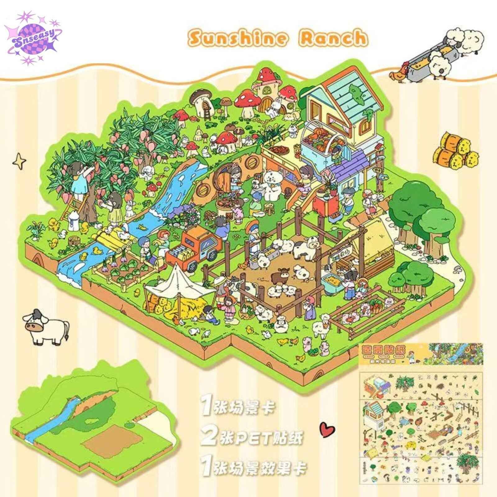 Farm & Ranch Plus Edition – 3D DIY Sticker Scenes - 2 Theme Sets: Happy Farm | Sunshine Ranch