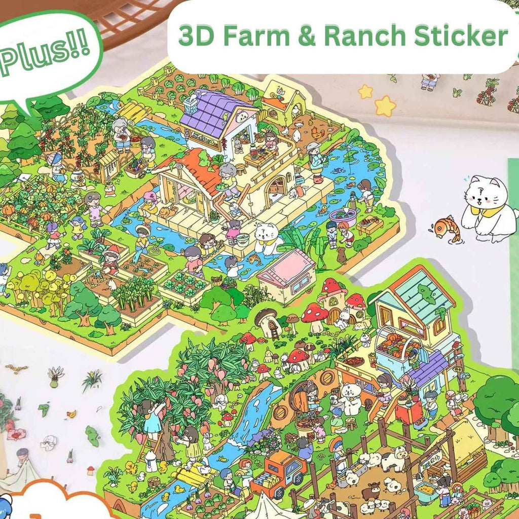 Farm & Ranch Plus Edition – 3D DIY Sticker Scenes - 2 Theme Sets: Happy Farm | Sunshine Ranch