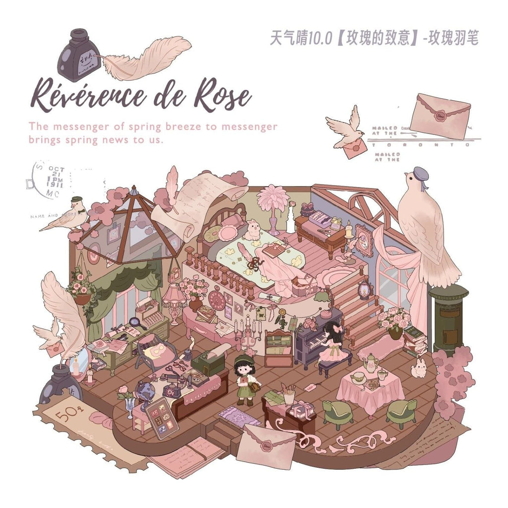 Crimson Rose – 3D Miniature Scene Stickers – 4 Theme Sets: Cat’s Perfume Shop | Princess’s Undersea Villa | Queen’s Treehouse | Postman’s Treehouse