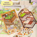 Tri-Fold Flip Page – Accommodation Series - 3D DIY Sticker Scenes 2 Theme Sets: British Apartment | Cozy Homestay