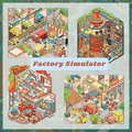 Factory Simulator – 3D Miniature Scene Stickers – 4 Theme Sets: Auto Repair Shop | Express Delivery Hub | Spicy Snack Factory | Alchemy Workshop