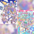 Fantasy Sky Island – 3D Miniature Scene Stickers (Plus Size) – 2 Theme Sets: Magic Castle | Robot Future City