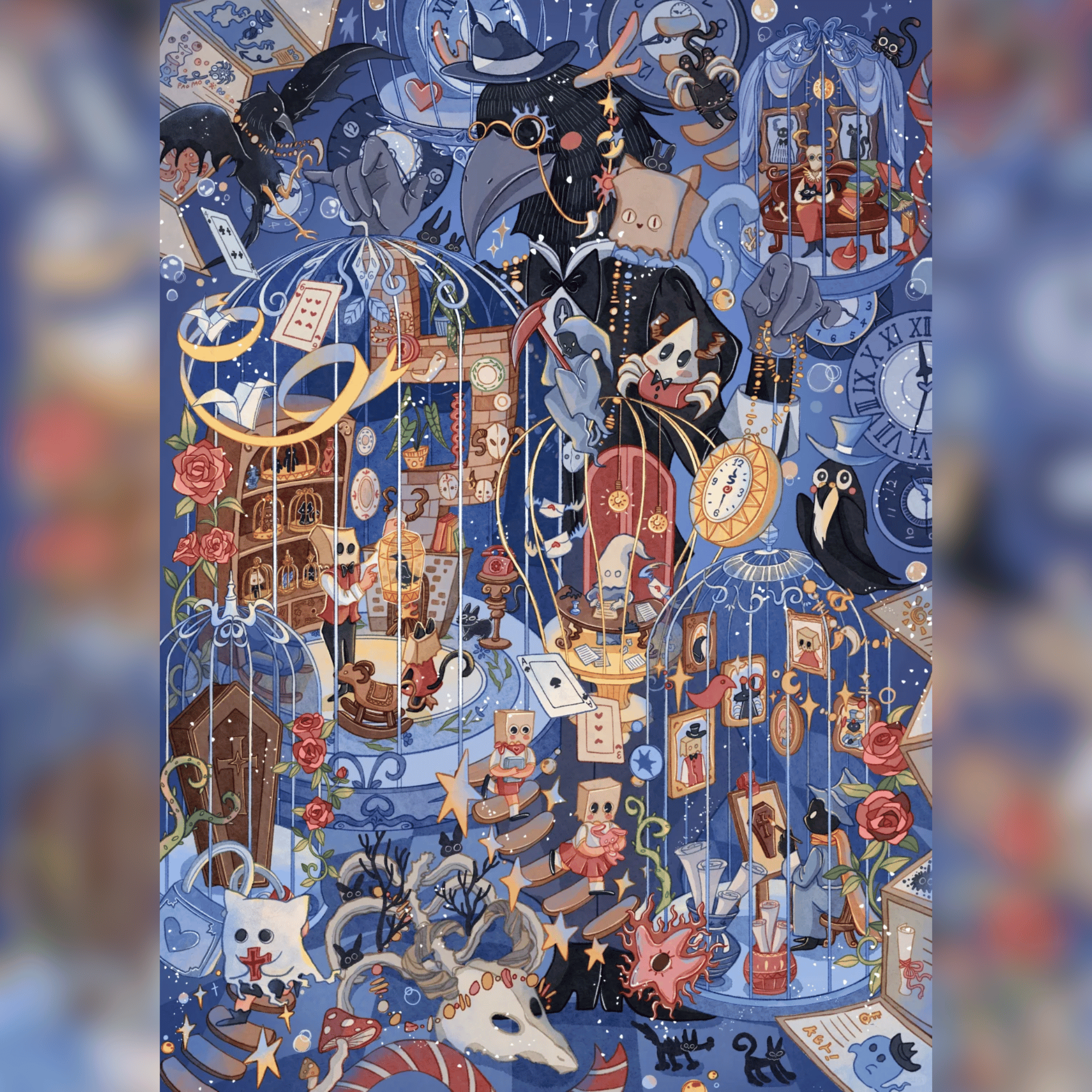 Fantasy World 3D Scene Sticker Plus Size 4 Theme Sets: Cyber Town | Food Street | Curious Market | Mr. Crow’s Cage