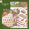 Chinese Happy Spring Festival – Plus 3D Miniature Sticker Scenes - 2 Theme Sets: Fuman Market | Zhenwei Hot Pot