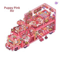 Animal RV – 3D Miniature Sticker Scenes - 4 Theme Sets: Shiba Inu Snack RV | Capybara Forest RV | Penguin Snowy RV | Puppy Pink RV