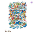 Animal Party Plus – 3D Miniature Sticker Scenes - 2 Theme Sets: Birthday Party | Sky City