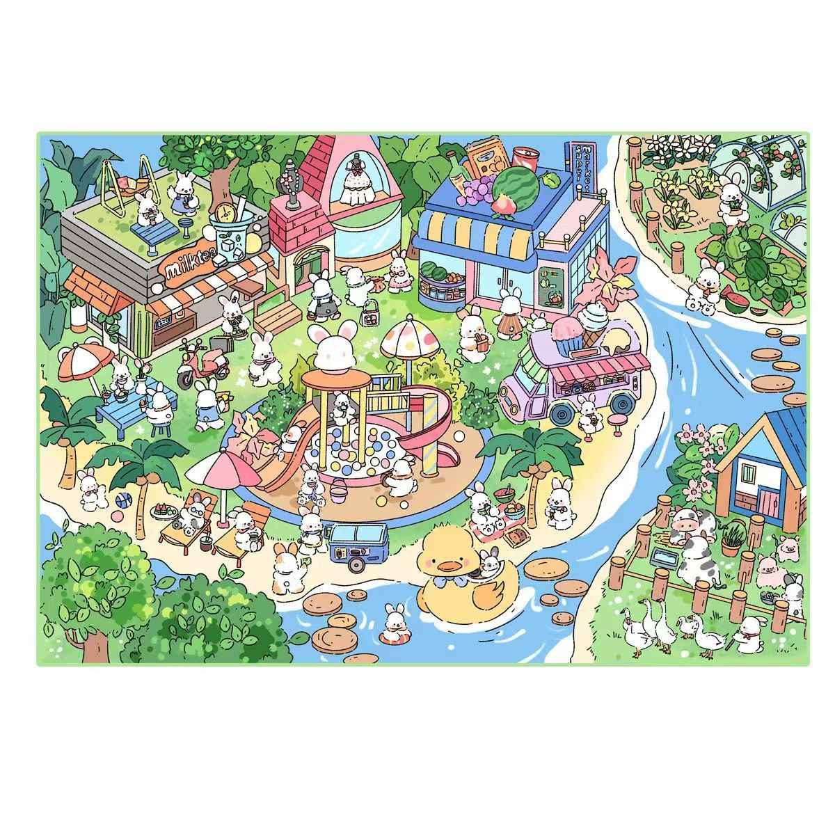 Four Seasons Town – 3D Miniature Sticker Scenes - 4 Theme Sets Heartfelt Town – Spring  Green Town – Summer  Harvest Town – Autumn  Silver Town – Winter