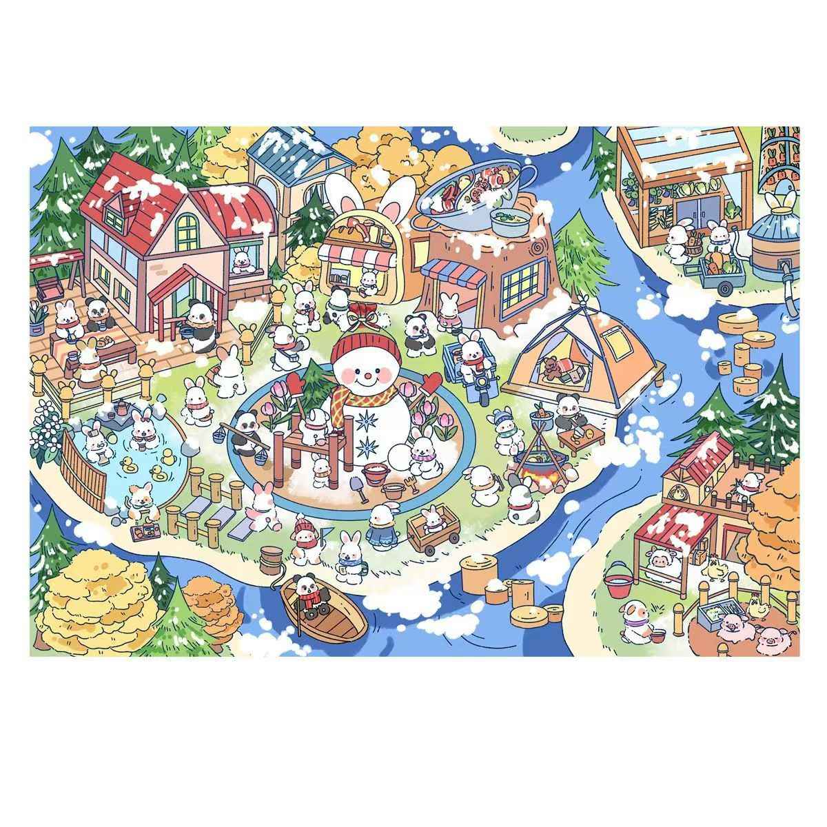 Four Seasons Town – 3D Miniature Sticker Scenes - 4 Theme Sets Heartfelt Town – Spring  Green Town – Summer  Harvest Town – Autumn  Silver Town – Winter