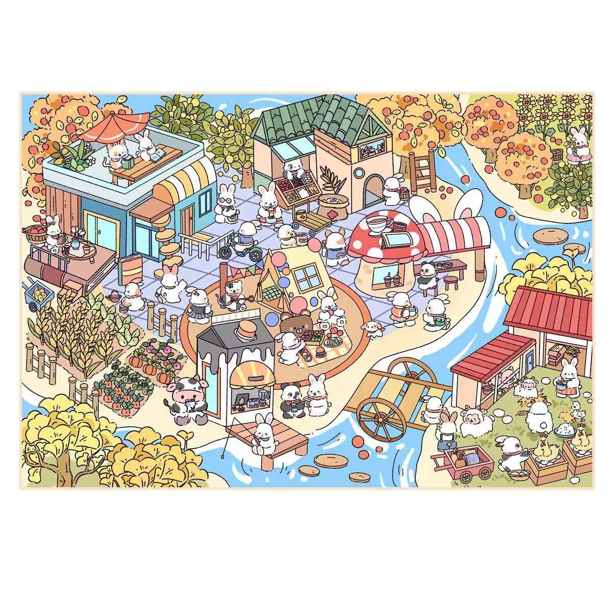 Four Seasons Town – 3D Miniature Sticker Scenes - 4 Theme Sets Heartfelt Town – Spring  Green Town – Summer  Harvest Town – Autumn  Silver Town – Winter
