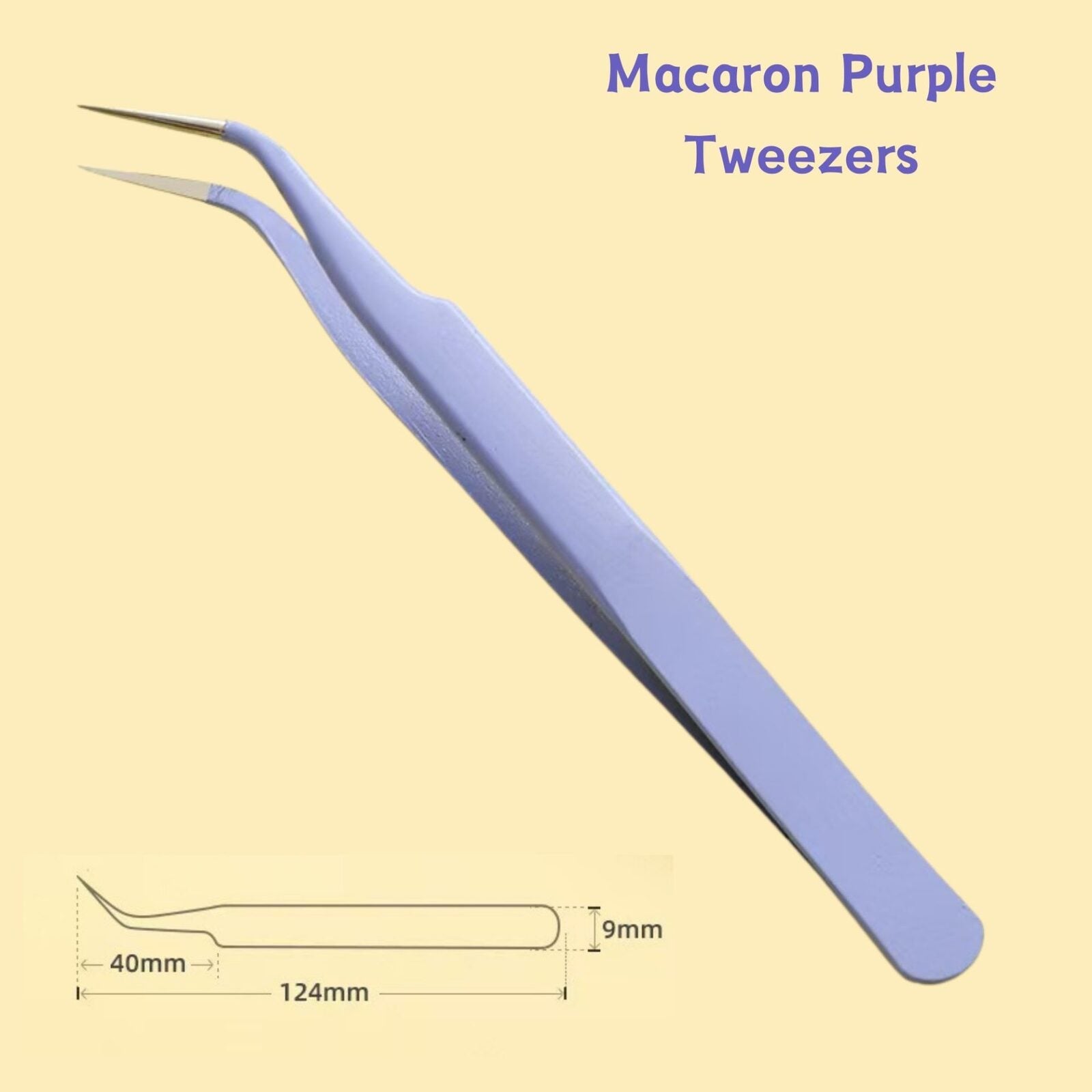 12MM Purple Stainless Steel DIY Tweezers, Straight Tip | Curved Tip