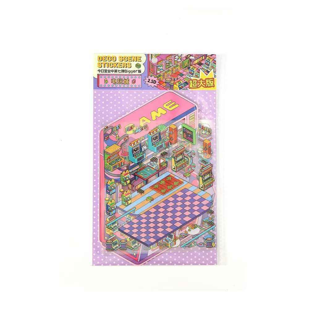 Today's Business Series 7.0 -Plus– 3D Miniature Sticker Scenes - 4 Theme Sets Record Store  E-sports Arena  Arcade  Supply Station