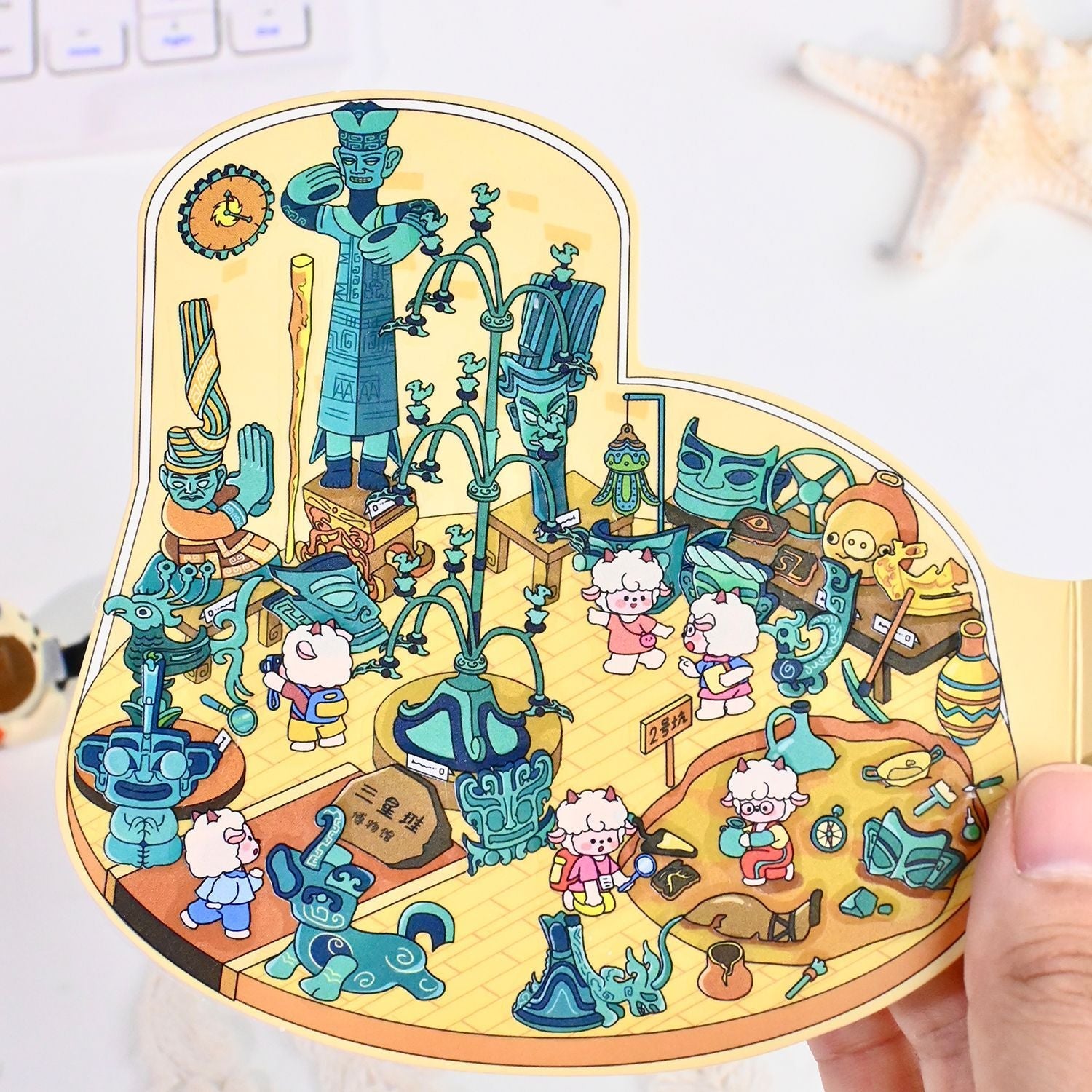 Cute Animals Visit the Museum – 3D Miniature Scene Stickers (Flip-Open Plus Size) – 4 Theme Sets: Dog Opera House | Cat Aquarium | Cat Art Museum | Sheep Sanxingdui Museum
