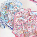 Animal Dormitory – 3D Miniature Scene Stickers – 2 Theme Sets: Blue Dorm | Pink Dorm