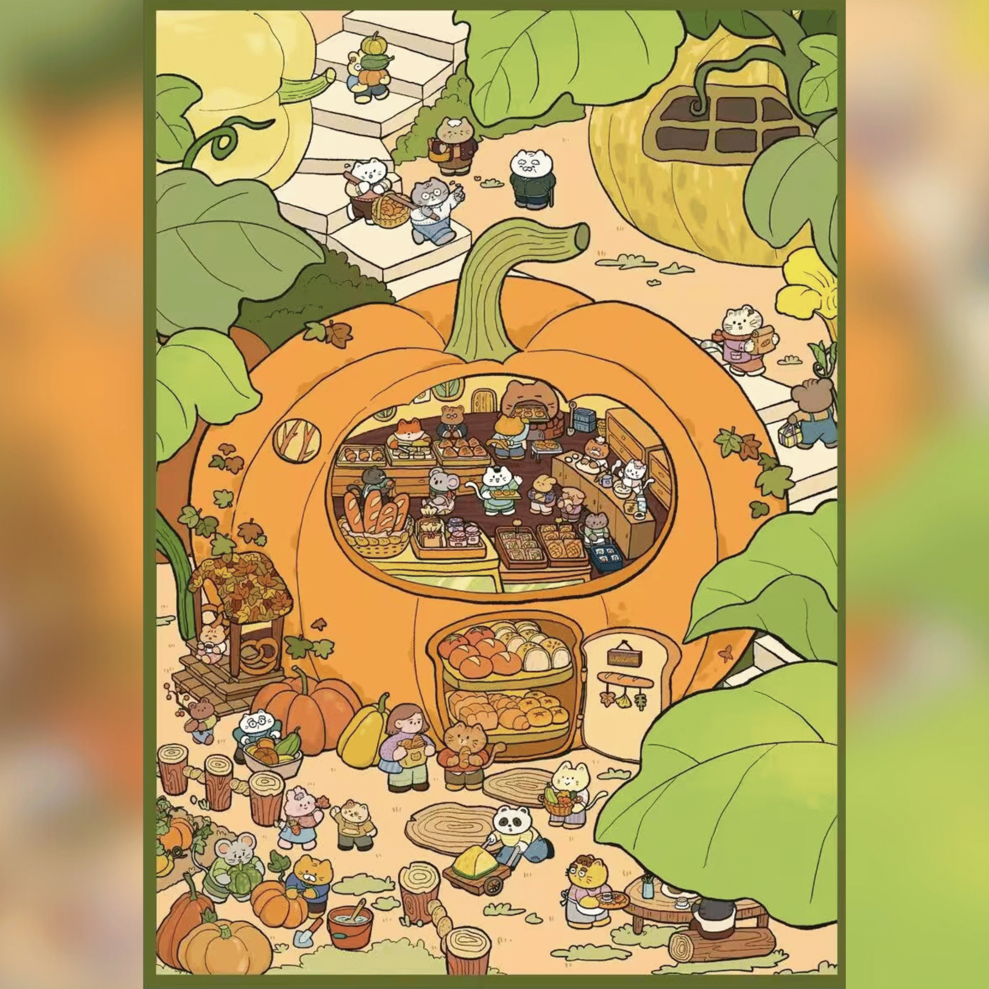 Cute Animal Workshop – Plus Size 3D Miniature Scene Stickers – 2 Theme Sets: Pumpkin Bakery | Undersea Nail Salon