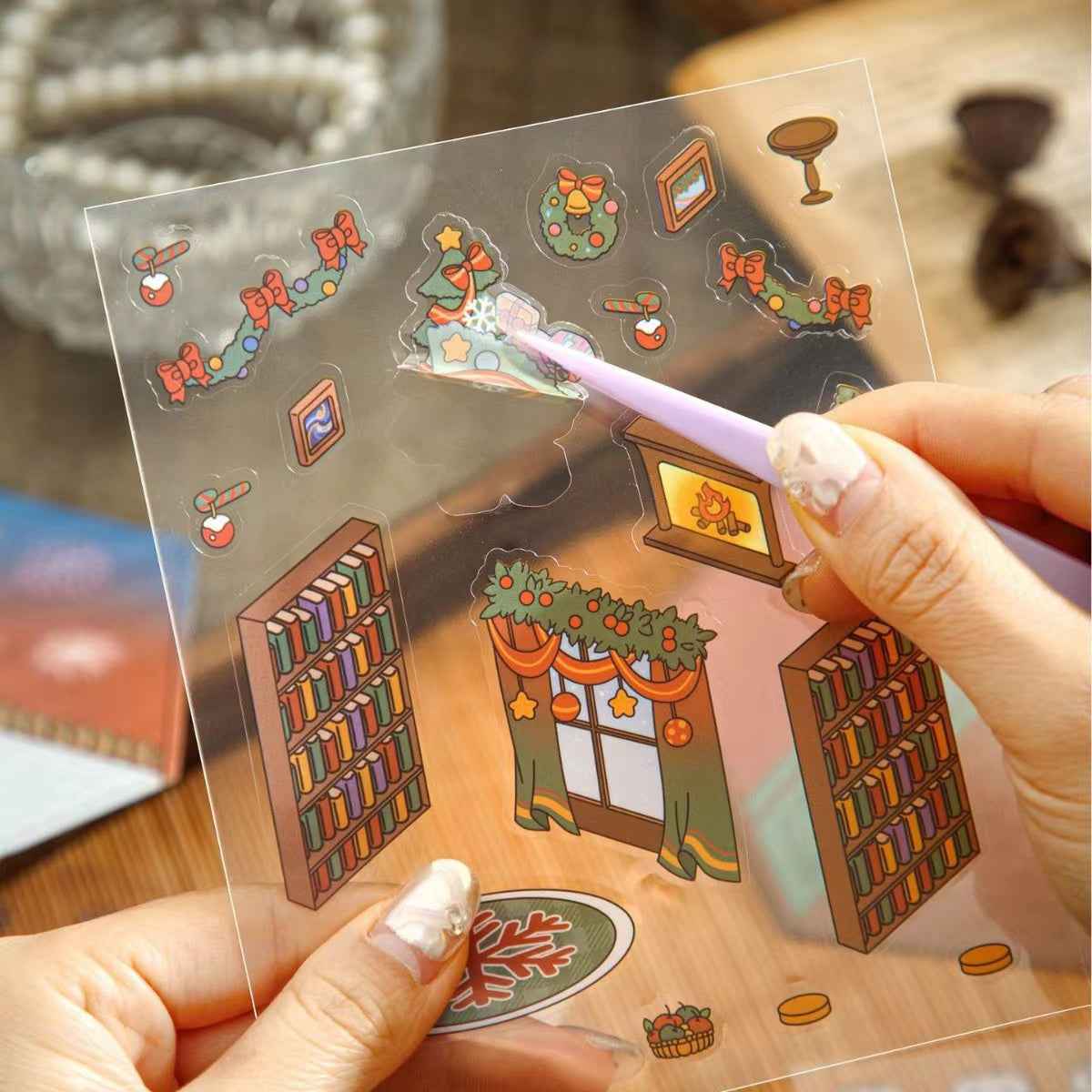 Cute Animal Party Stickers Scene – 12 Fun-Filled Themes: Bunny Flower Coffee | Puppy Supermarket | Penguin Christmas Cabin | Puppy Firework Night Market | Panda Bookstore | Panda Restaurant | Panda Theater | Panda Dress Shop | Bear Bakery | Capybara Offic