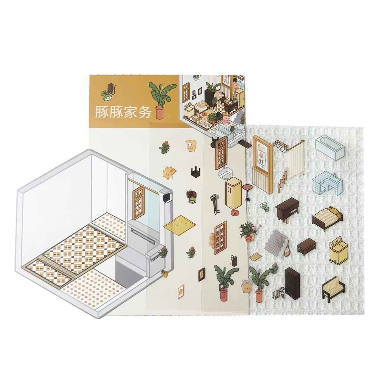 Cute Animal Party Stickers Scene – 12 Fun-Filled Themes: Bunny Flower Coffee | Puppy Supermarket | Penguin Christmas Cabin | Puppy Firework Night Market | Panda Bookstore | Panda Restaurant | Panda Theater | Panda Dress Shop | Bear Bakery | Capybara Offic