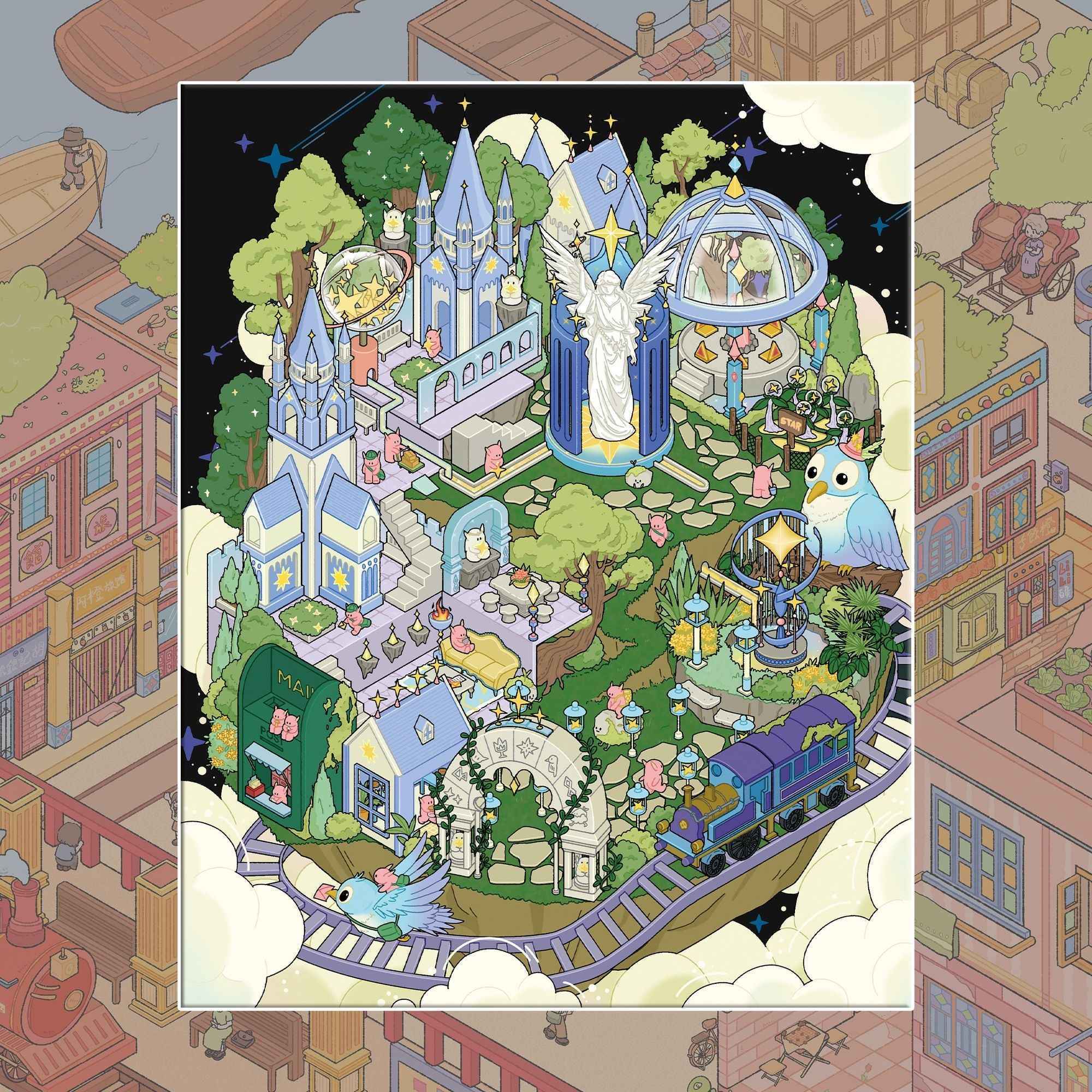 Island Adventure – 3D Miniature Scene Stickers (Plus Size) – 4 Theme: Pirate Treasure Hunt | Paradise Island | Dockside Market | Castaway Island