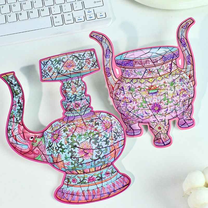 Plus Antique Restoration – 3D Miniature Scene Stickers – 6 Theme: Golden Bowl | Wishful Vase | Ancient Censer | Vintage Wine Pot | Blue-and-White Porcelain Vase | Phoenix Crown