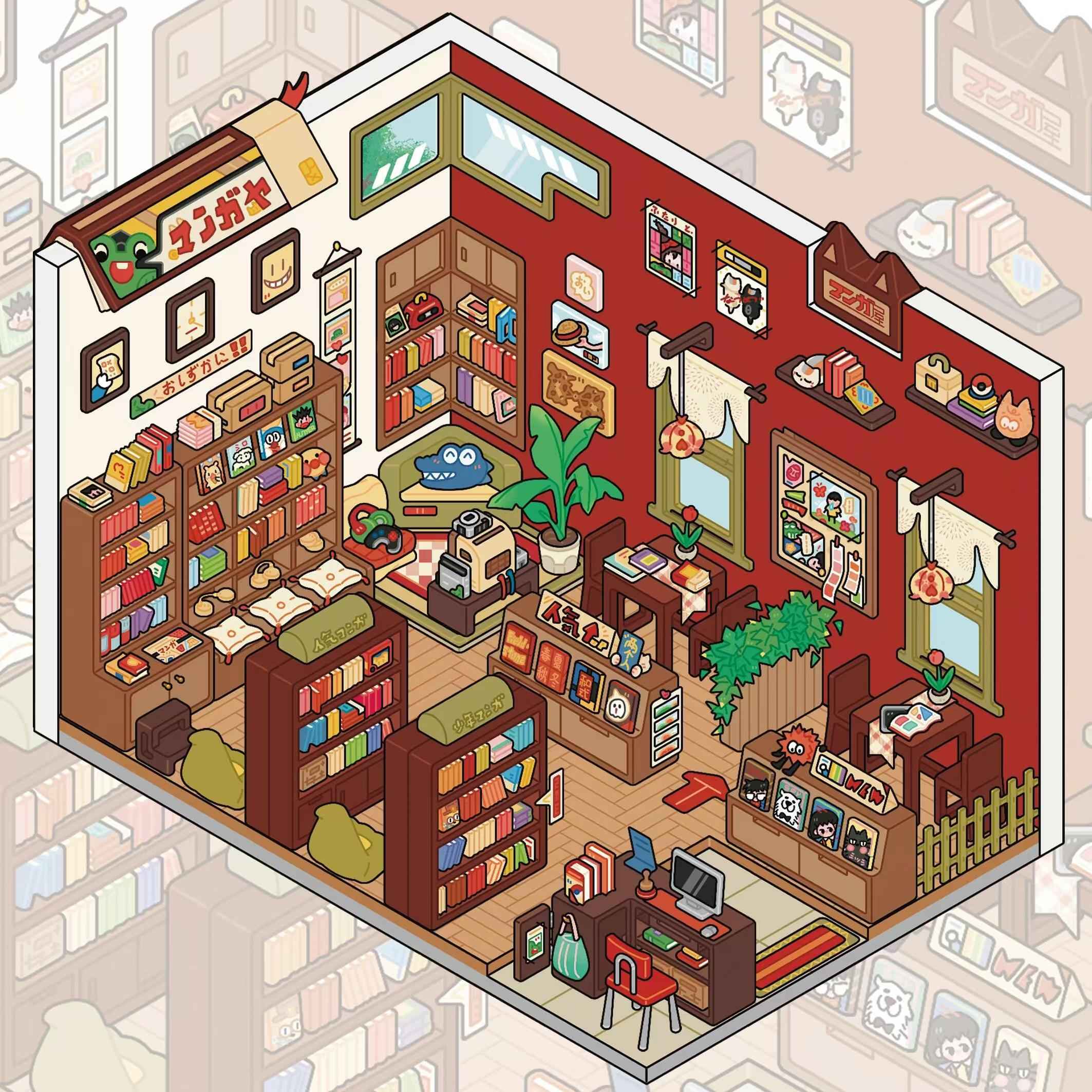 Travel Journal: Japan – 3D Miniature Scene Sticker – 4 Theme Sets: Convenience Store | Oden Shop | Manga House | Variety Store