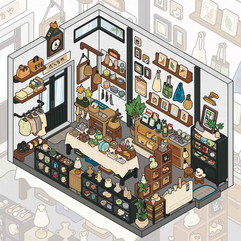 Travel Journal: Japan – 3D Miniature Scene Sticker – 4 Theme Sets: Convenience Store | Oden Shop | Manga House | Variety Store